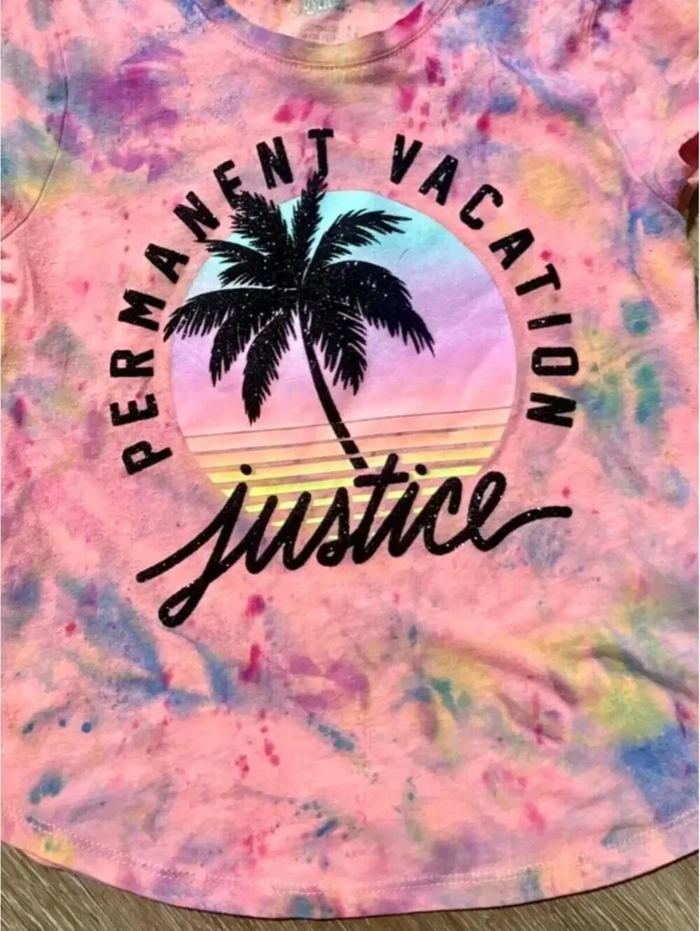 Justice Girls Hand Tie-Dyed Upscycled Graphic Tee Size 6